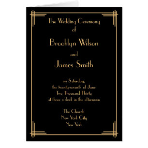 Black Great Gatsby Art Deco Wedding Programs