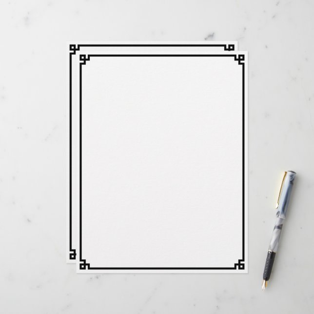 Black Greek Key Border Letterhead (Front/Back In Situ)