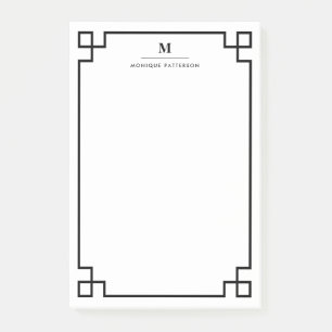 Black Greek Key Border Monogram Personalized Post-it Notes