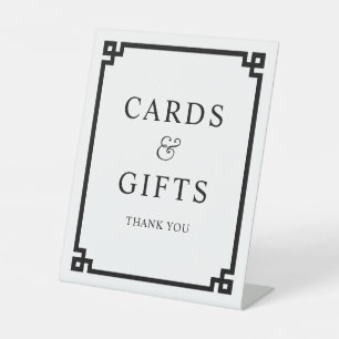 Black Greek Key Elegant Ampersand Cards & Gifts Pedestal Sign