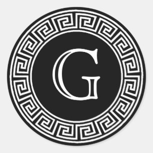 Black Greek Key Monogram Envelope Seals