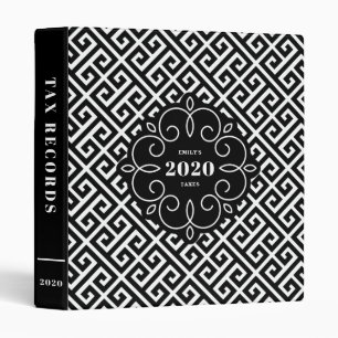 Black Greek Key Pattern Personalized 2020 Tax Binder