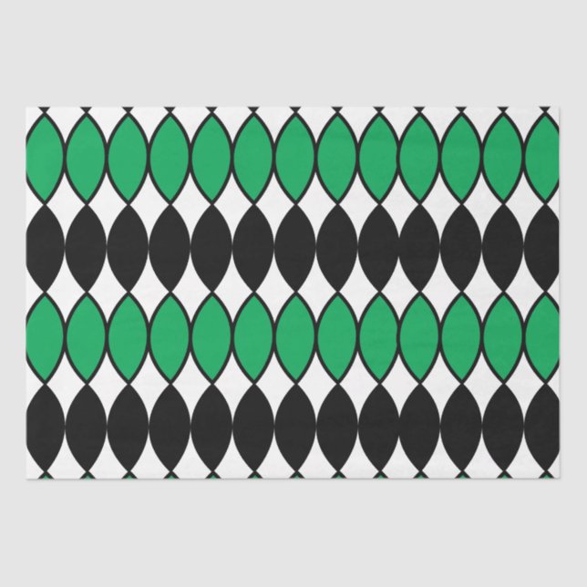 Black Green Abstract Geometric Tissue Paper (Front)