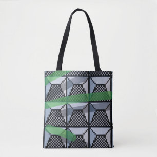 Black, green, and black checked wallpaper tote bag