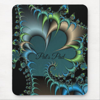 Black Green and Blue Digital Abstract Mouse Pad