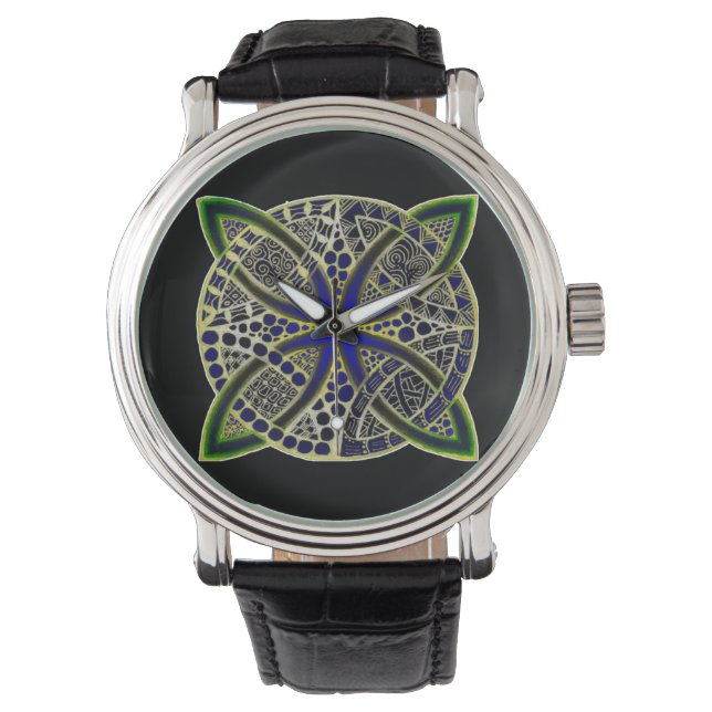 Black Green and Blue Mesmerizing Celtic Knot Watch (Front)