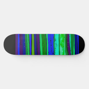 Black, green and blue stripes skateboard