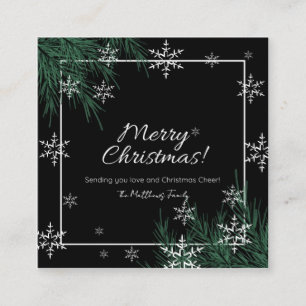 Black Green And Snowflake Merry Christmas  Enclosure Card