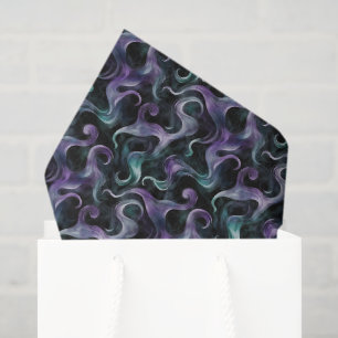 Black Green Aqua Purple Swirls Birthday Tissue Paper