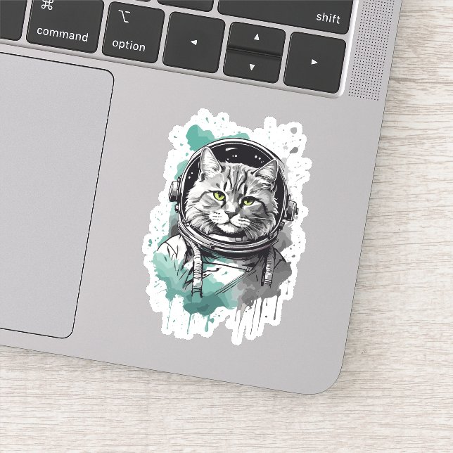 Black Green Astronaut Cat Design (Detail)