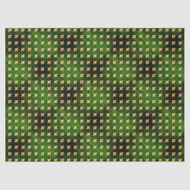 Black & Green Background with Gold Fleur de Lis Tissue Paper (Front)