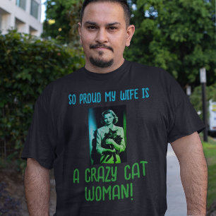 Black Green Blue Mens Personalized Crazy Cat Woman T-Shirt