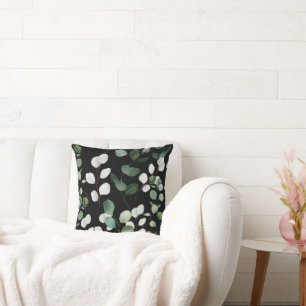 BLACK GREEN BOTANICAL PRINT PILLOW