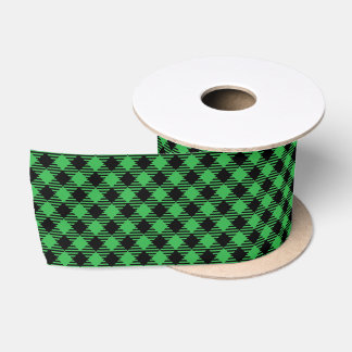 Black Green Buffalo Chequered Plaid Satin Ribbon