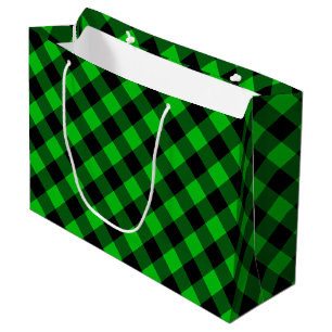 Black Green Check Gift Bag