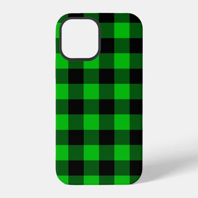 Black Green Check iPhone Case (Back)