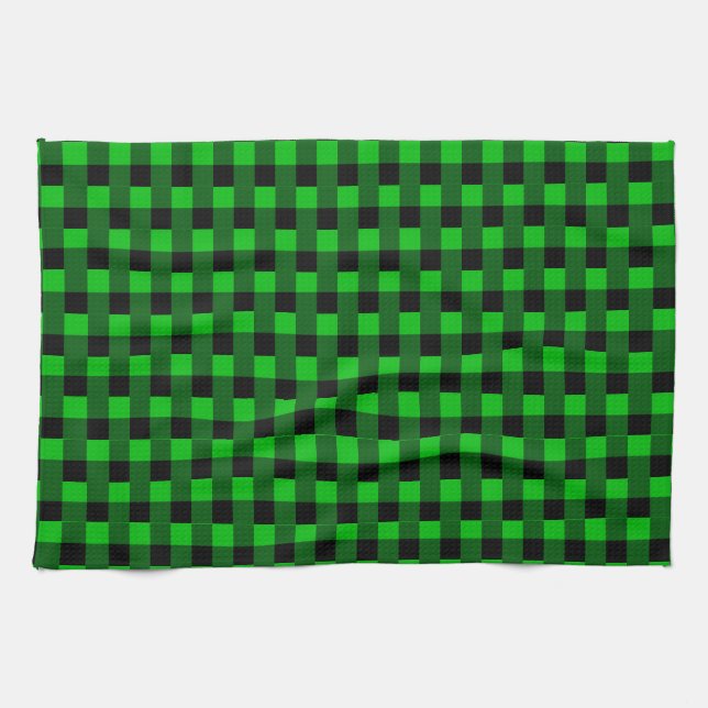 Black Green Check Kitchen Towel (Horizontal)