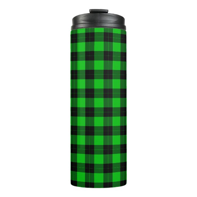 Black Green Checked Thermal Tumbler (Front)