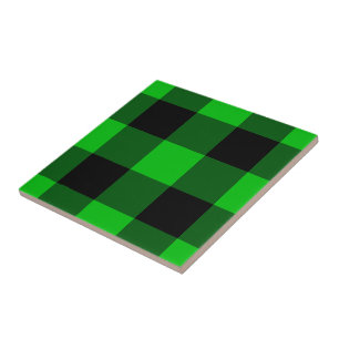 Black & Green Checked - Tile