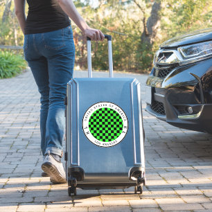 Black & Green Checkerboard Vacation Sticker