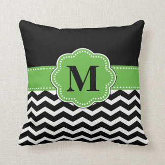 Black Green Chevron Pillow