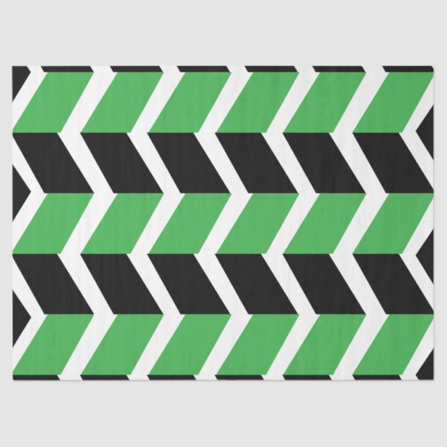 Black Green Chevron Stripe Tissue Paper (Front)