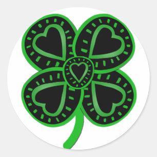 Black Green Clover Heart St Patrick's Day Sticker