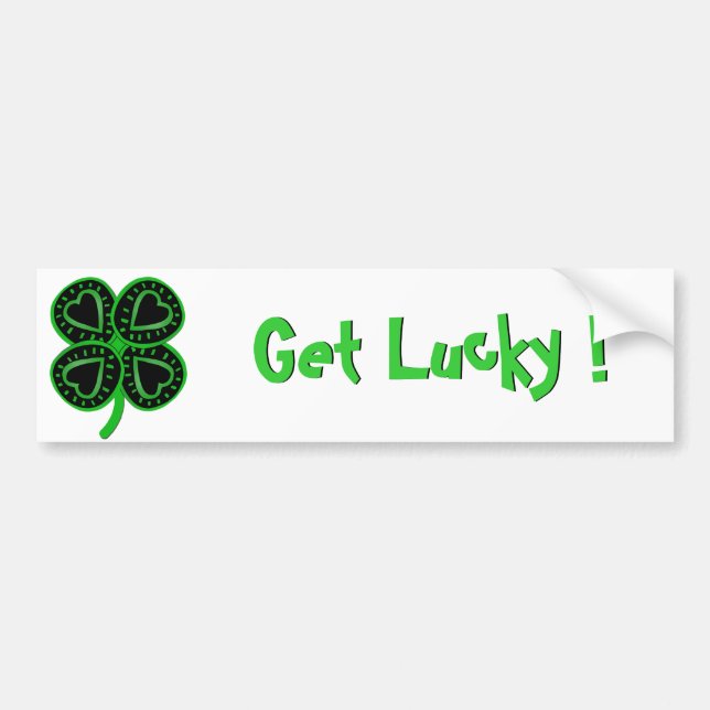 Black Green Clover Heart St Patty's Day Bumper S Sticker (Front)