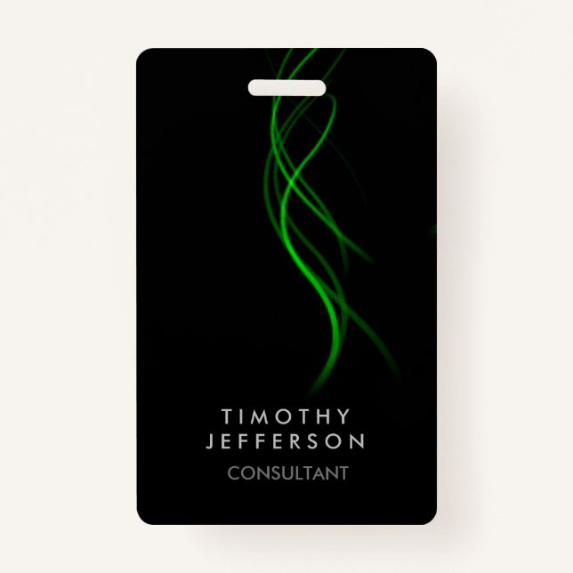 Black Green Curves Elegant Modern Badge (Front)