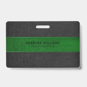 Black & Green Faux Leather Badge