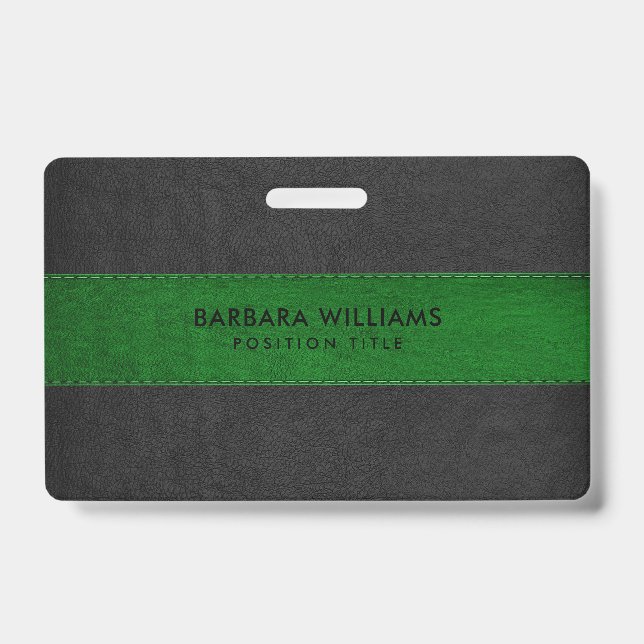 Black & Green Faux Leather Badge (Front)