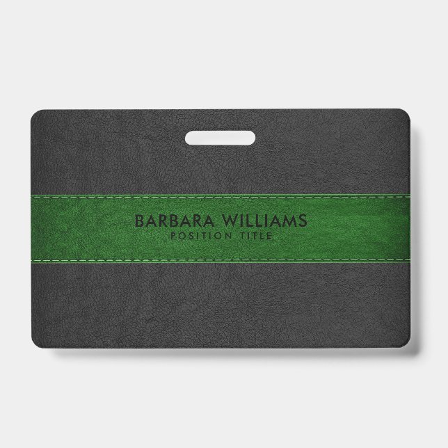 Black & Green Faux Leather Badge (Front)
