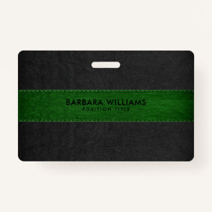 Black & Green Faux Leather Badge