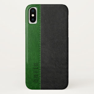 Black & Green Faux Vintage Leather Texture Case-Mate iPhone Case
