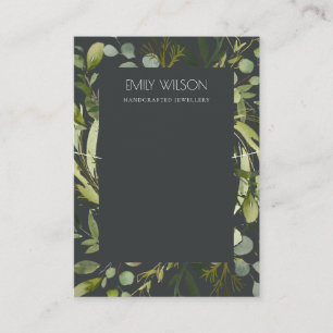BLACK GREEN FOLIAGE WREATH FRAME NECKLACE DISPLAY BUSINESS CARD