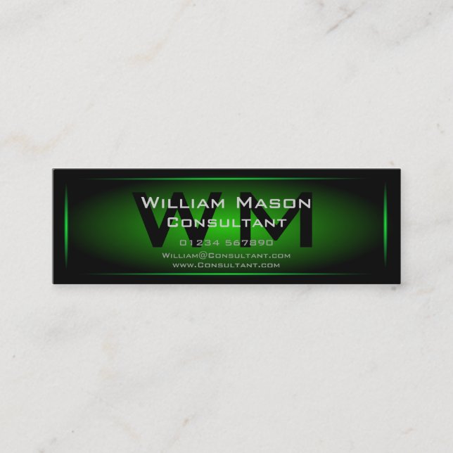 Black & Green Framed Monogram - Business Card (Front)