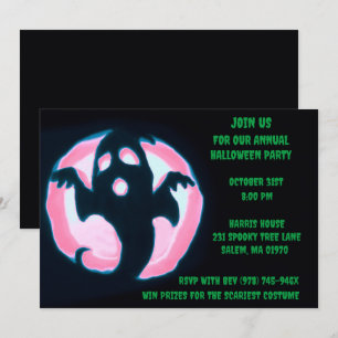 Black Green Ghost Spooky Halloween Ghostly Party Invitation