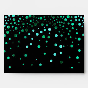 Black & Green Glitter Confetti Sparkles Faux Foil Envelopes