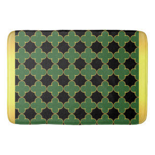 Black Green & Gold Bath Mat