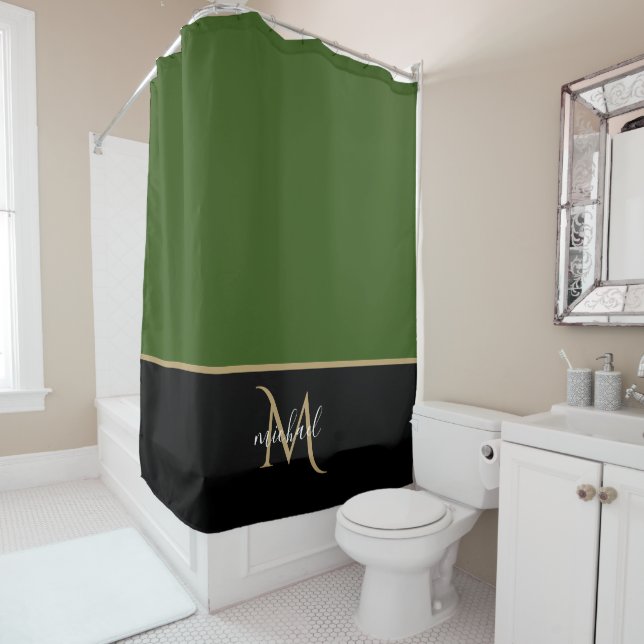 Black | Green & Gold Monogram Elegant Luxury  (In Situ)