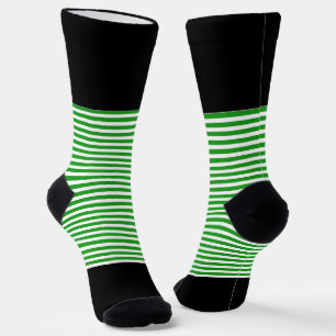 Black + Green Horizontal Stripes Socks