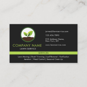Black Green Lawn Care Landscaping Professional Business Card