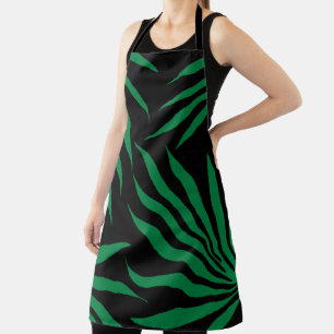 Black Green Leaf Tribal Pattern Africa Apron