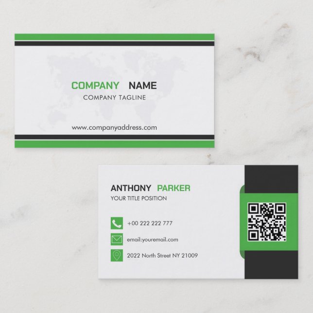 Black & Green Lines  Business Card (Front/Back)