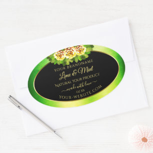 Black Green Marble Product Labels Flowering Roses