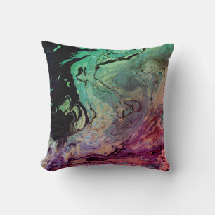 Black green marble throw pillow