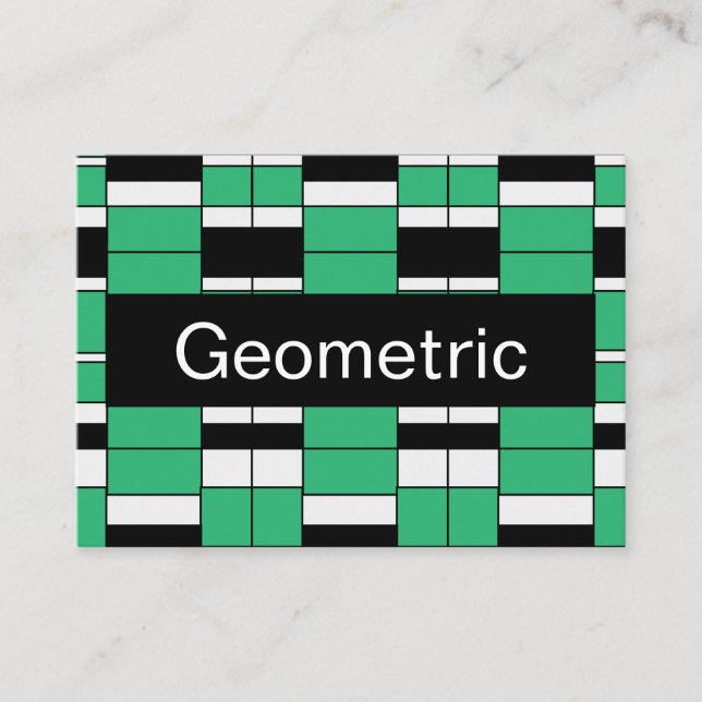 Black Green Mid Century Geometric Pattern Business Card (Front)