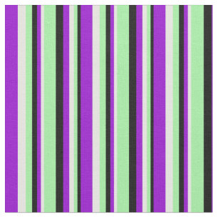 Black, Green, Mint Cream, and Dark Violet Pattern Fabric