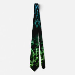 Black Green Neon Marble Neck Tie Modern