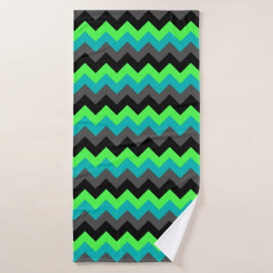 Black Green Ombre Chevrons Bath Towel